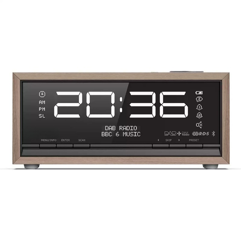 Digital Alarm Clock - レトロな木製Bluetooth 5.0時計スピーカー DAB+ FMデジタルラジオ アラームクロック デスクトップデジタルディスプレイオーディオプレーヤー