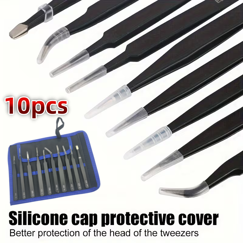 Diy Electronics Gadgets - 10個入りESD帯電防止ピンセットセット ステンレス製精密ピンセットキット 電子機器修理 ジュエリー ネイルアート DIYクラフト作業用