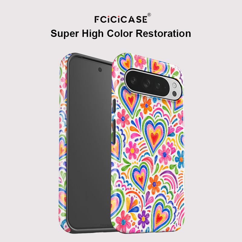 Fcicicase ピクセル10A用 ラブハートフラワー柄ス - Google Pixel 9 Pro のレビューと価格