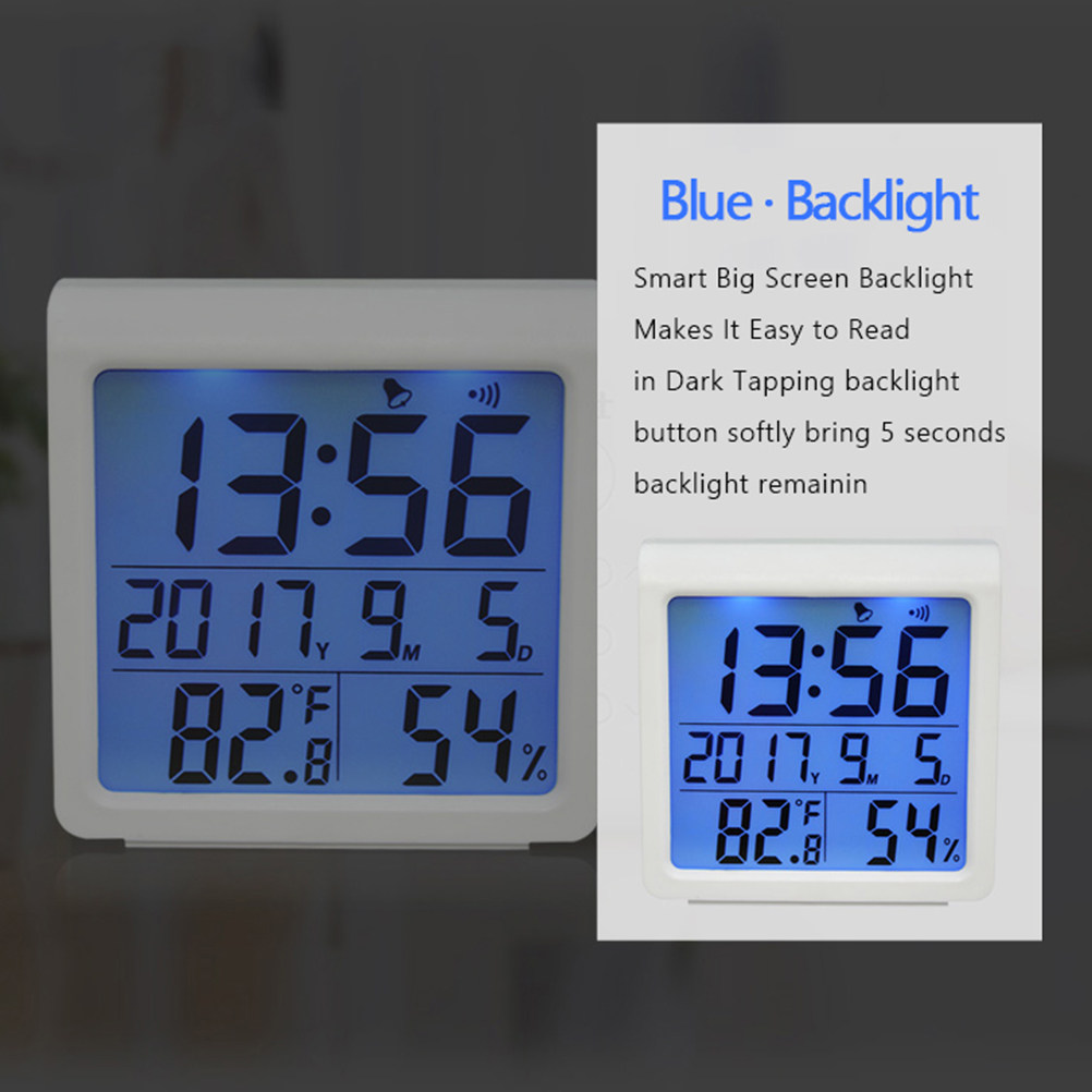 デジタル家庭用バックライト湿度計 ホワイト スタンド型目覚ま - Digital Alarm Clock のレビューと価格