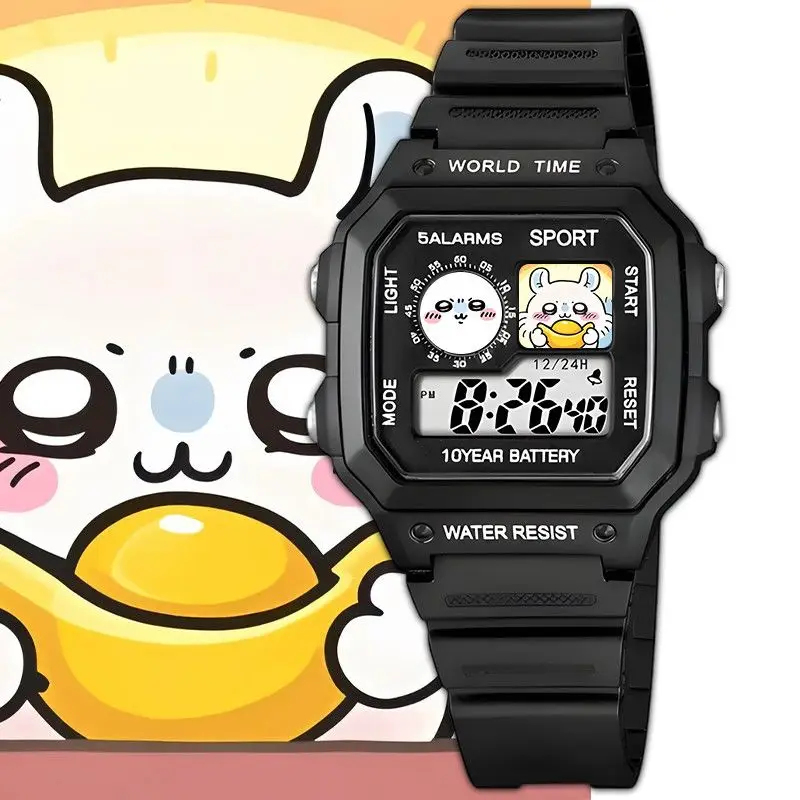 かわいいちいかわプリントスクエアデジタル漫画時計ピュアホワイ - Digital Alarm Clock のレビューと価格