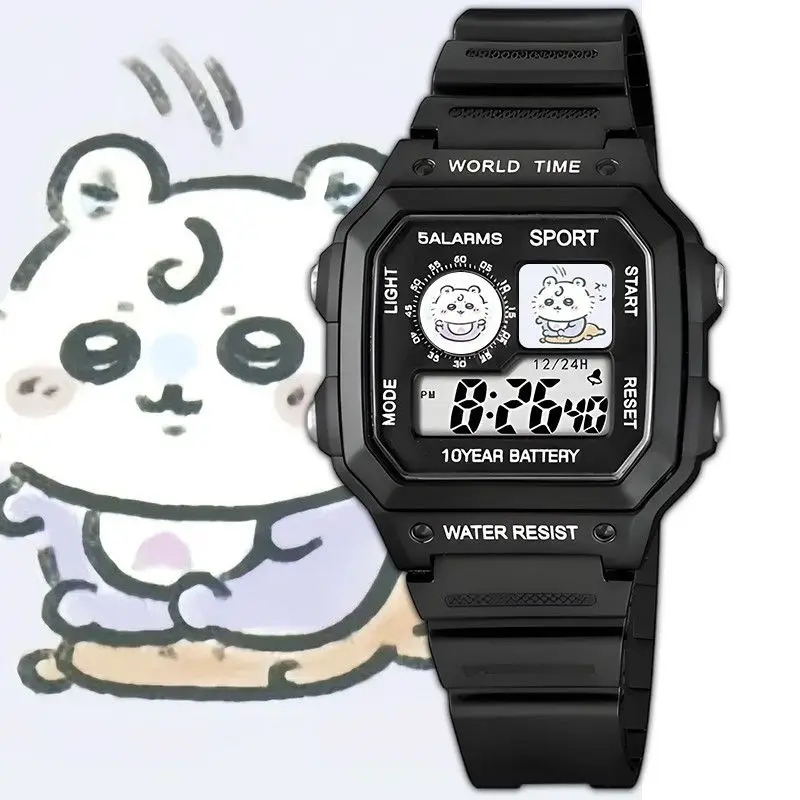 かわいいちいかわプリントスクエアデジタル漫画時計ピュアホワイ - Digital Alarm Clock のレビューと価格